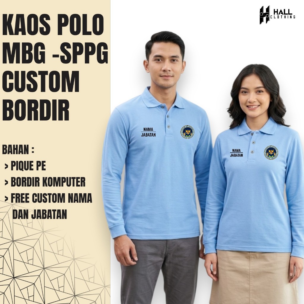 Kaos Polo Shirt Seragam SPPG - MBG | Kaos kerah Custom Bordir