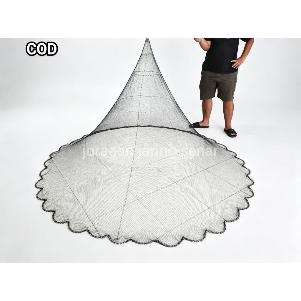 JALA IKAN/ JALA UDANG / JALA LEMPAR 2 METER BAHAN NILON / BENANG LUBANG KELINGKING