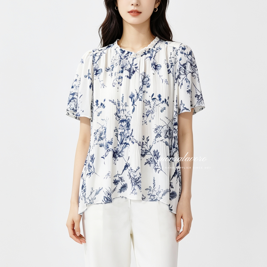 EVERDEEN VINTAGE FLORAL PLEATS LOOSE TOP KOREAN STYLE READY BANGKOK PREMIUM BKK