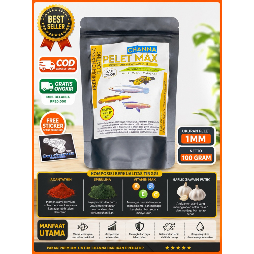 Pelet Premium Max Channa - Pakan Premium Max Channa - Pakan premium Channa Maxi - Pelet Maxi Premium