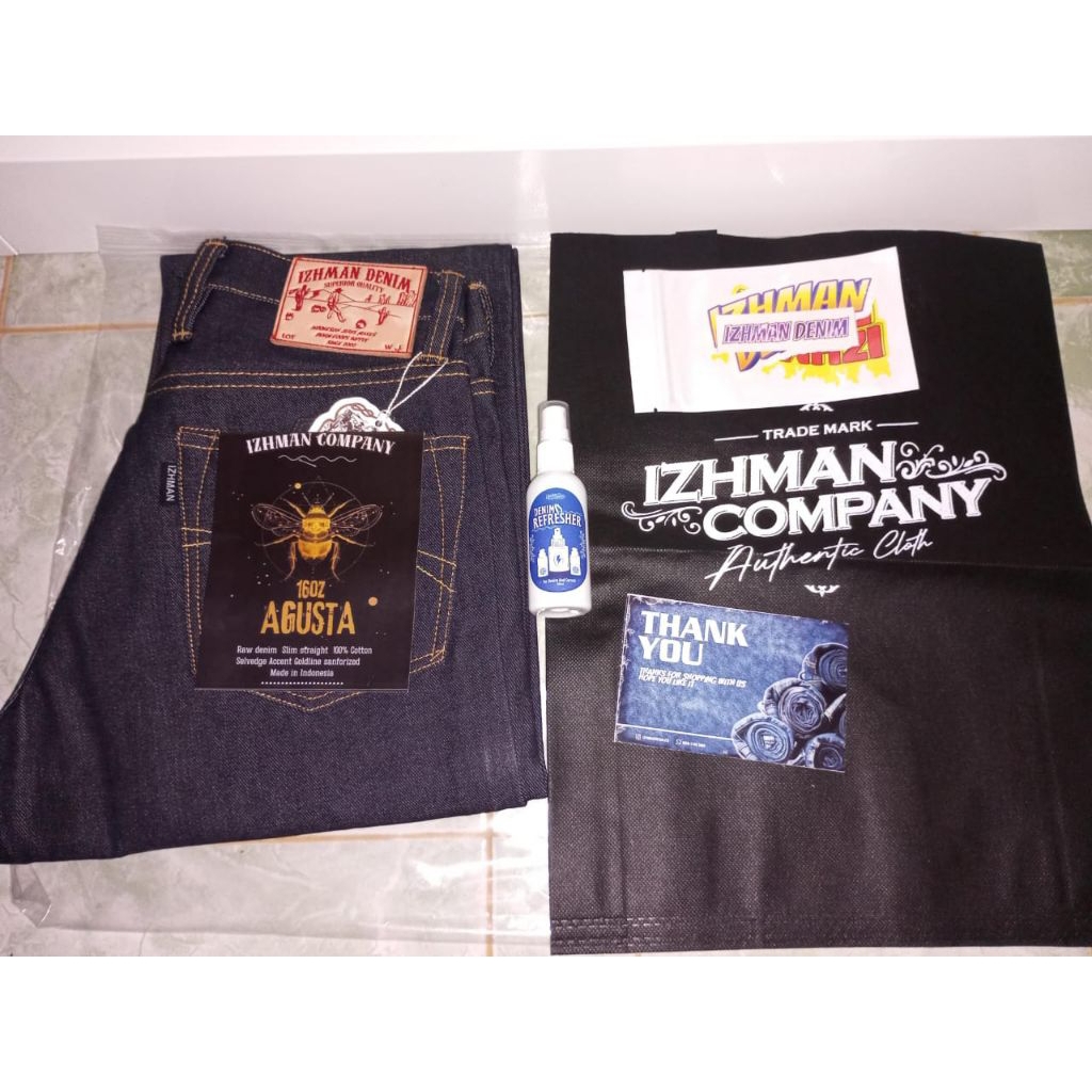 Izhman Denim - Agusta 16oz Celana Denim Selvedge Accent - Deep indigo - Free refresher Sz 28 Slim St
