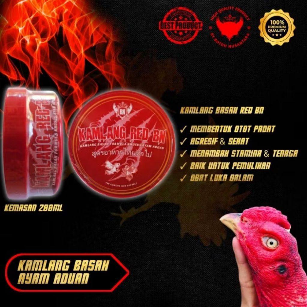 KAMLANG BASAH ayam aduan RED BN ayam siap tarung adu bagus untuk pemulihan obat luka dalam sakit...