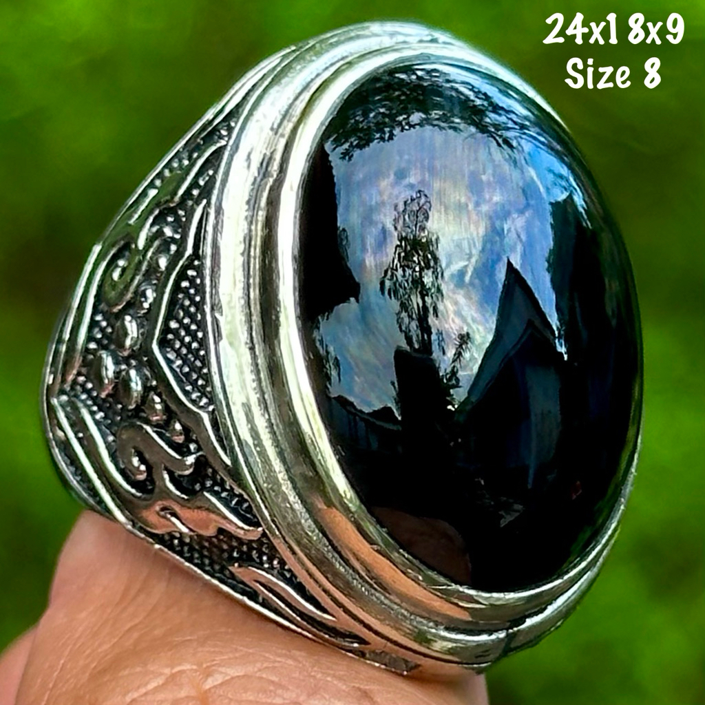Cincin Batu Akik Natural Yaman Wulung Junder Merah Kristal (asli alam)