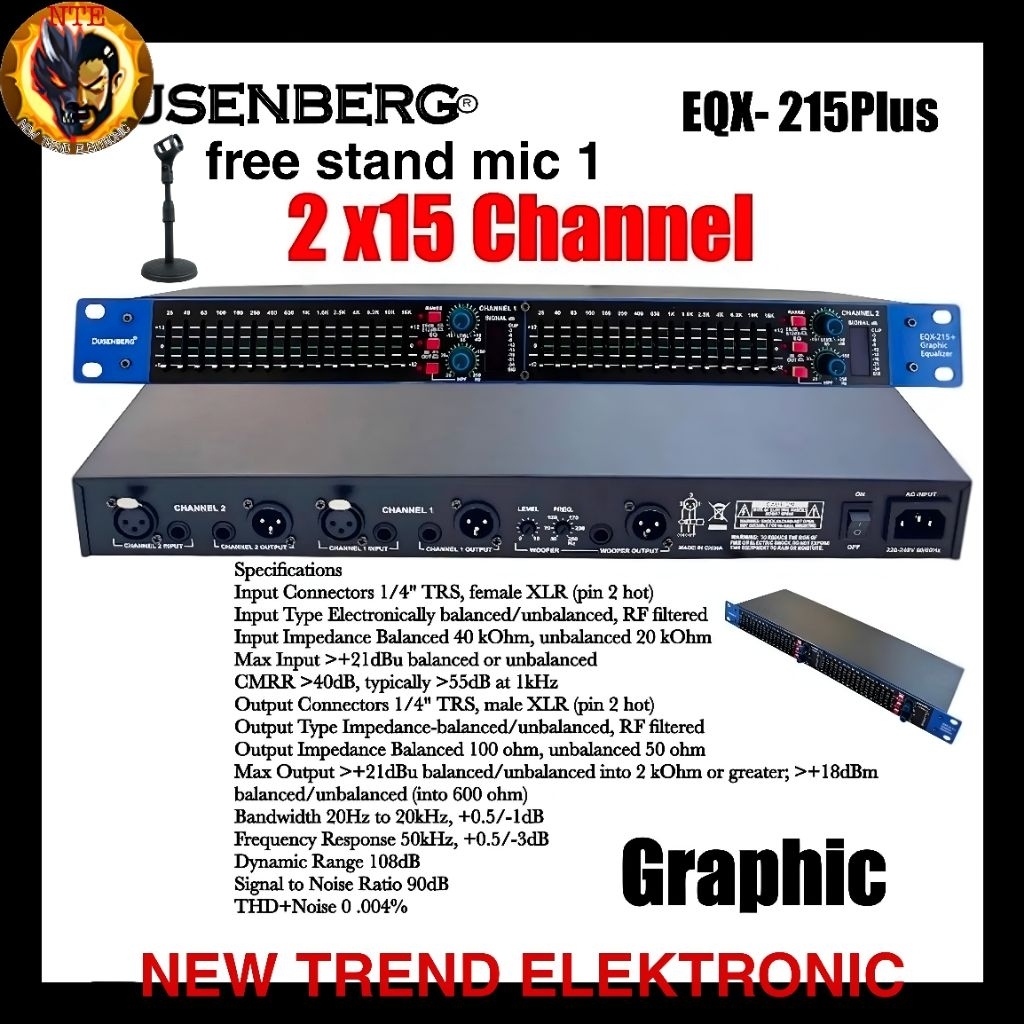 Audio Equaliser Dusenberg EQX215 Plus New Original Resmi 2x15 channel Garansi 2 tahun Subwoofer Equa