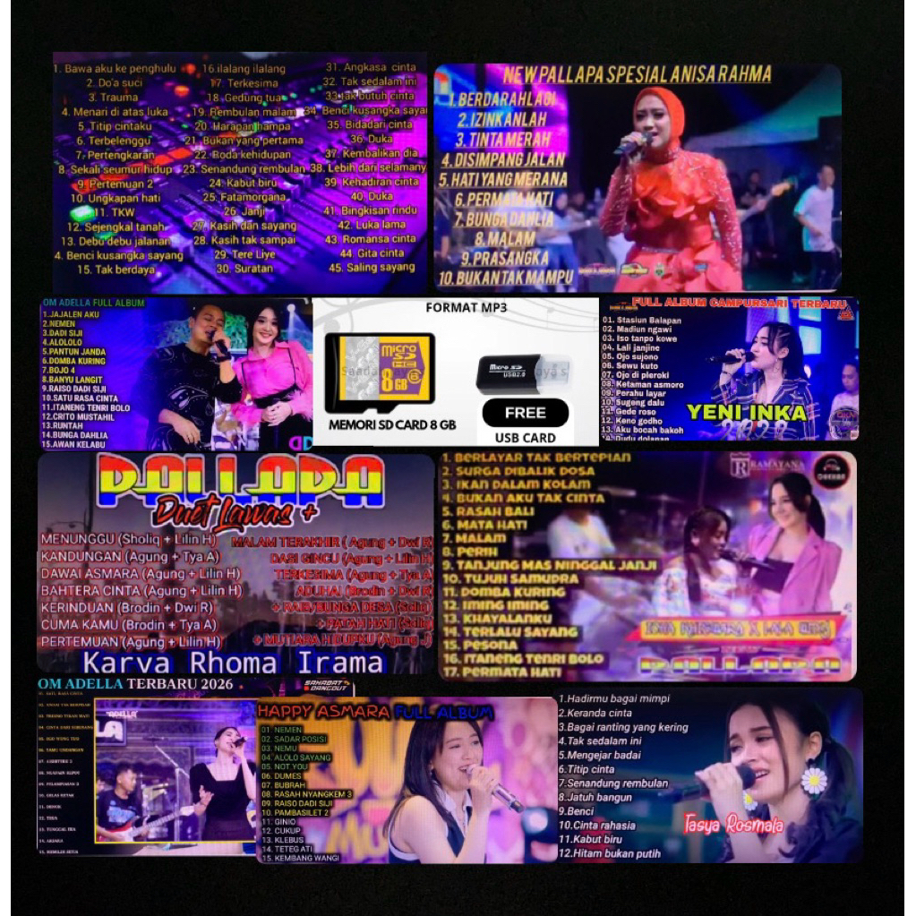 Kartu Memori MP3 Lagu Lengkap + Card Reader USB | Musik Mobil Plug & Play Suara Jernih