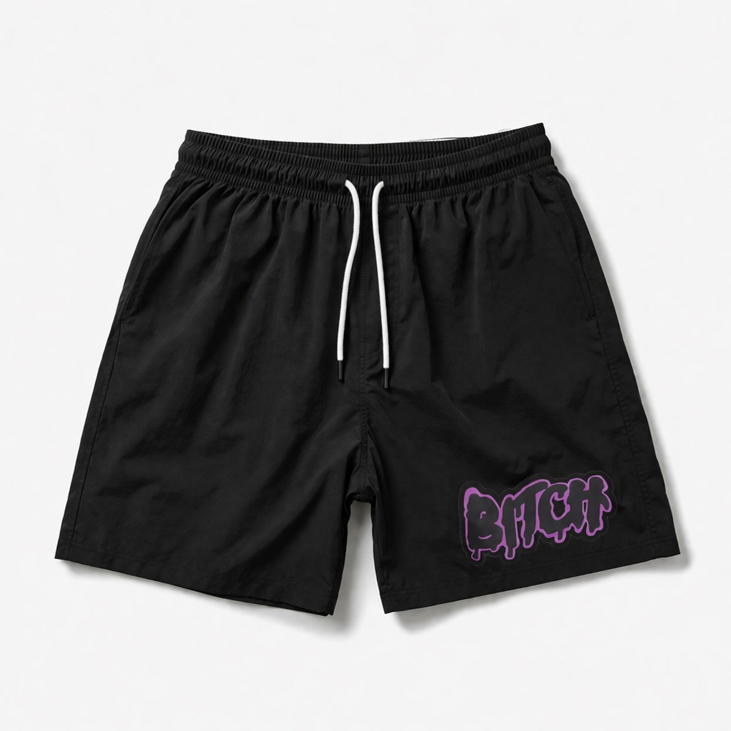 Hustle Hard - Celana Pendek Pria Unisex Boardshort Bitch Hitam