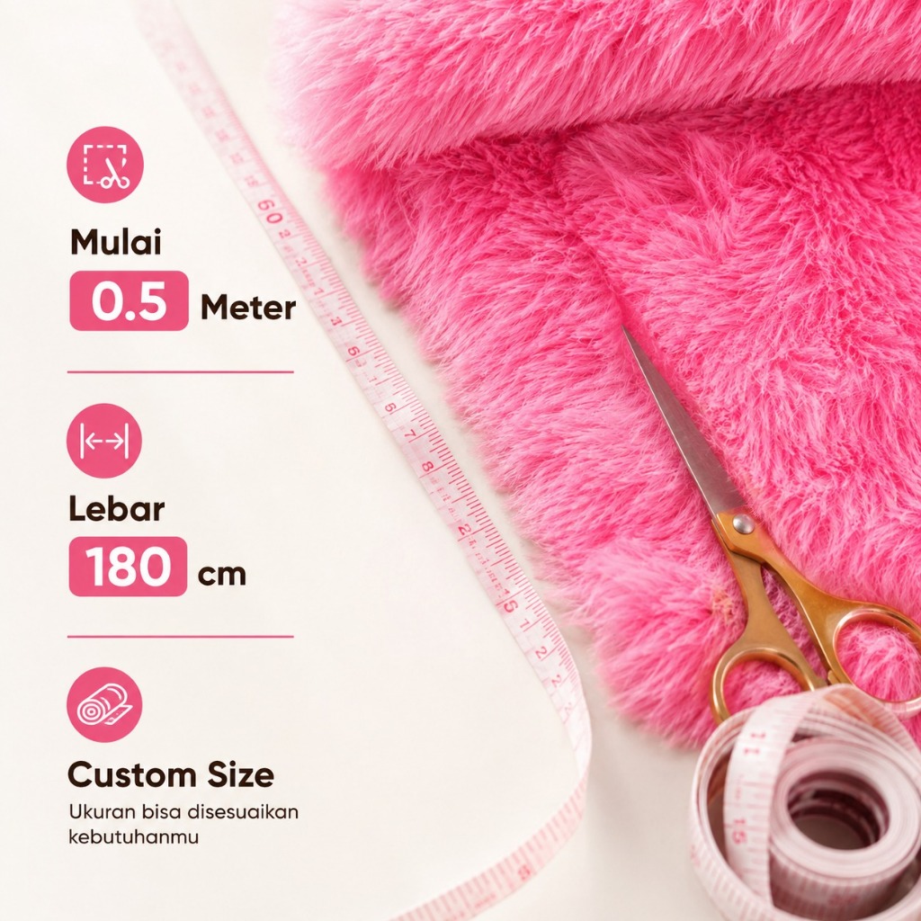 Kain Bulu Rasfur Meteran Lembut Tebal | Karpet Bulu Halus Premium Banyak Warna | Bisa Custom Potong