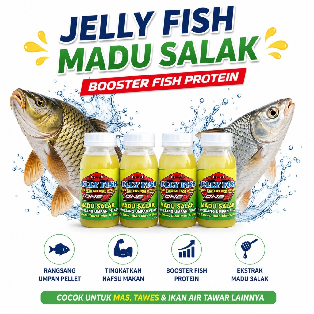 Essen Jelly Fish MADU SALAK – Aroma Pemikat & Perangsang Umpan Semua Jenis Ikan Air Tawar Nila, Band