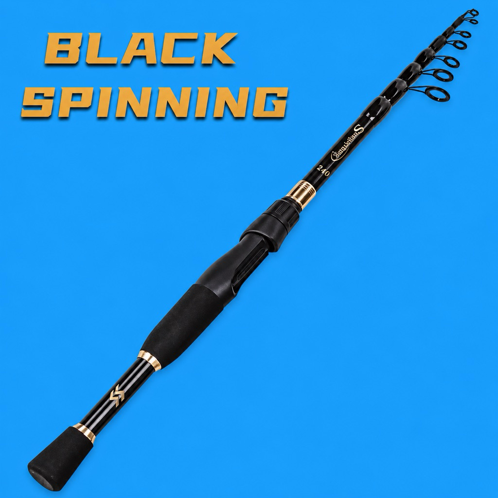 Joran Antena Spinning 180cm Enam Ring Carbon Hitam&Biru
