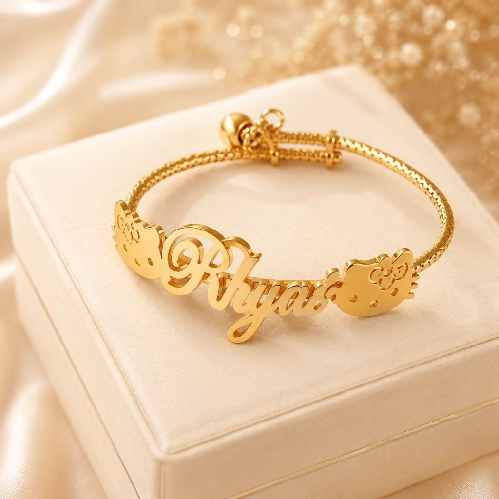 Gelang Titanium  Gelang Nama Custom Nama Bangle Anak dan Dewasa