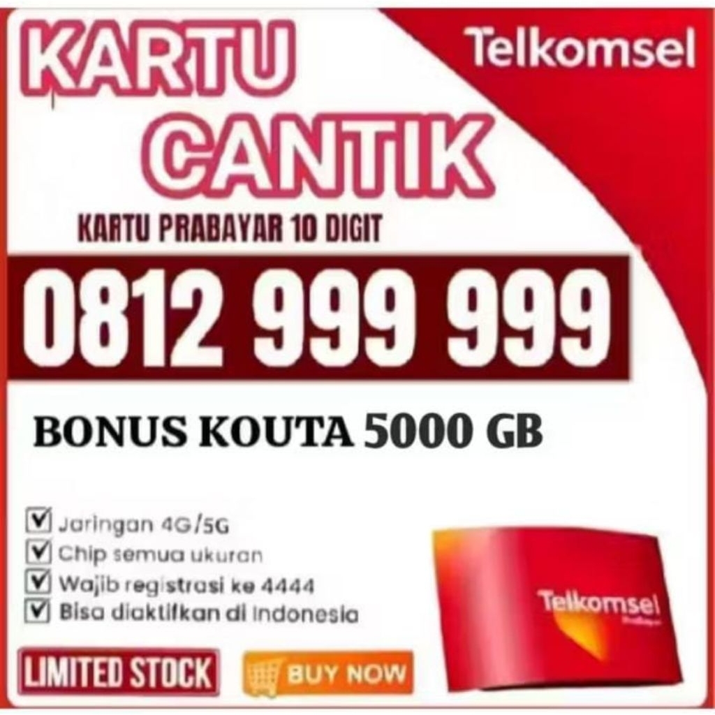 PROMO kartu perdana Telkomsel nomor cantik bonus Kouta internet 3000 GB nomor sangat cantik mudah di