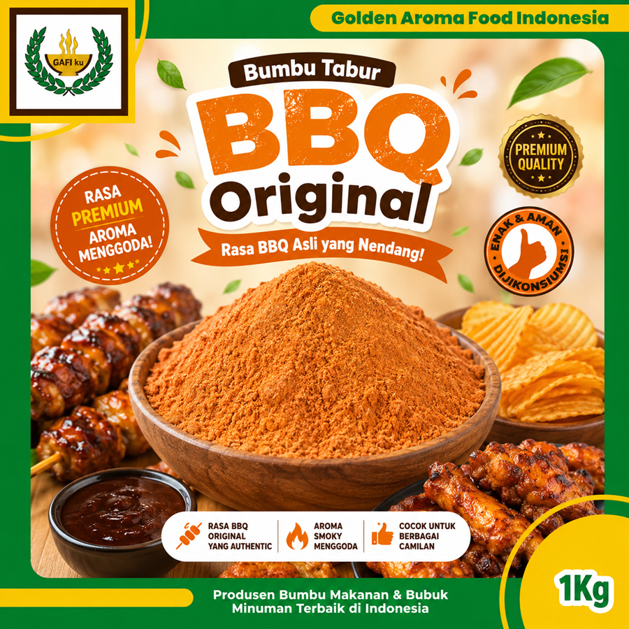 Bumbu Tabur Rasa BBQ Original (Orange), Jual Bubuk Tabur Barbeque Original (Orange) Murah Enak Aman