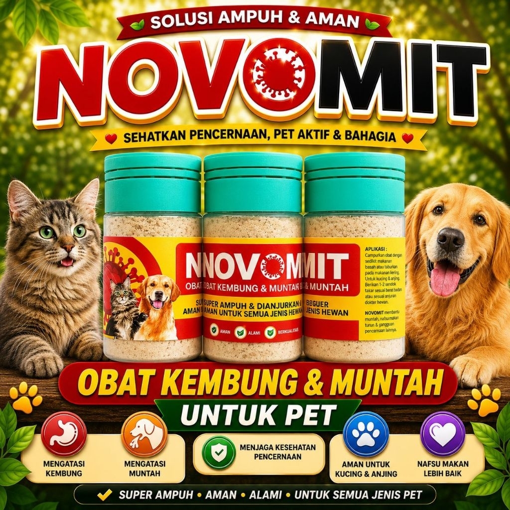 NOVOMIT - Obat Kembung Kucing Obat Muntah Kucing Obat Mencret Diare Kucing Obat Sembelit Kucing