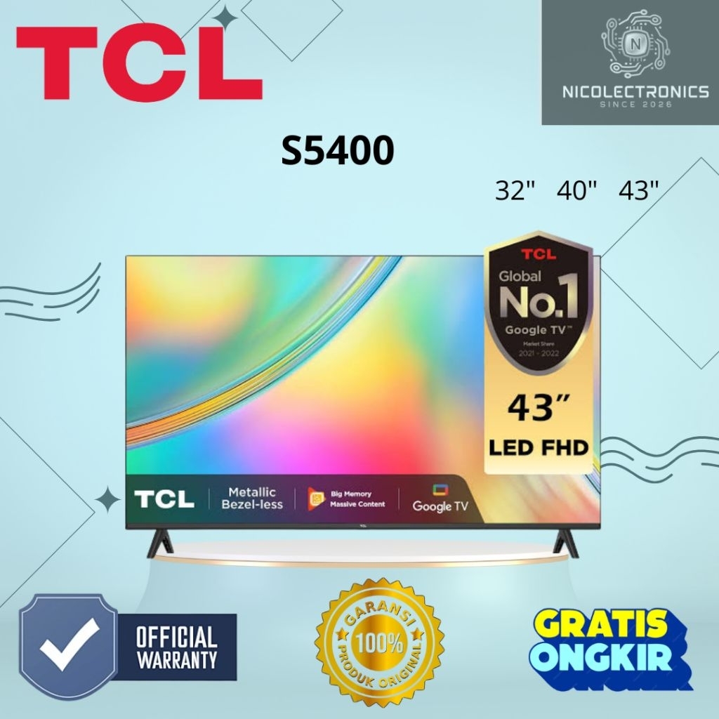 TV LED TCL S5400 32 / 40 / 43 Inch - 32S5400 / 40S5400 / 43S5400 LED TV Android TCL