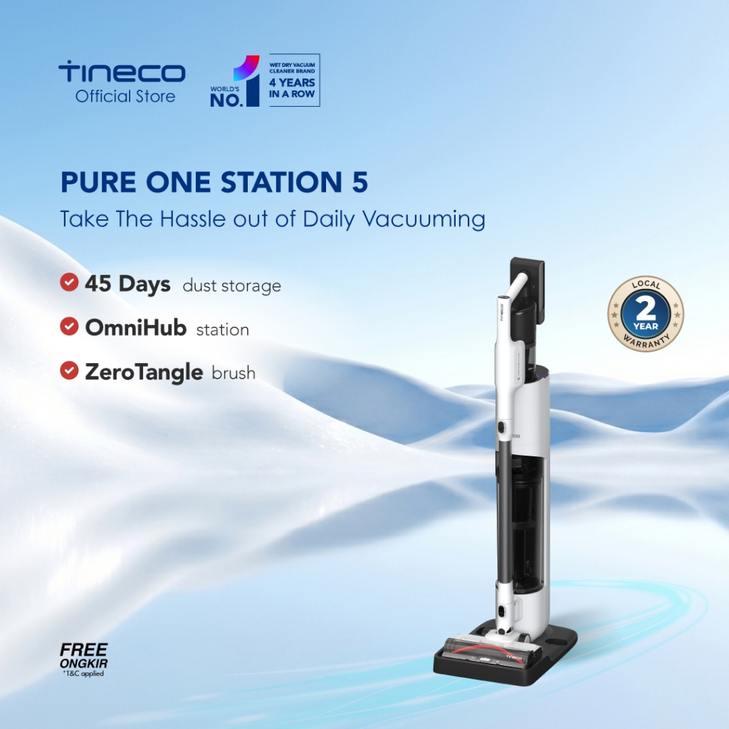 Tineco Pure ONE Station 5 Vacuum Cleaner - Penyedot Debu Tegak, Tongkat, Genggam