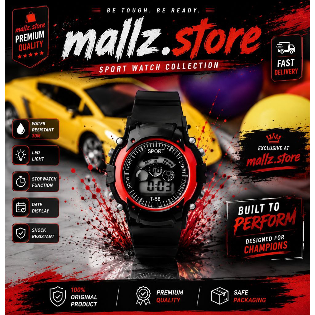 Jam Anak Laki Laki Waterproof LED Sport Nyala Fashion Anak