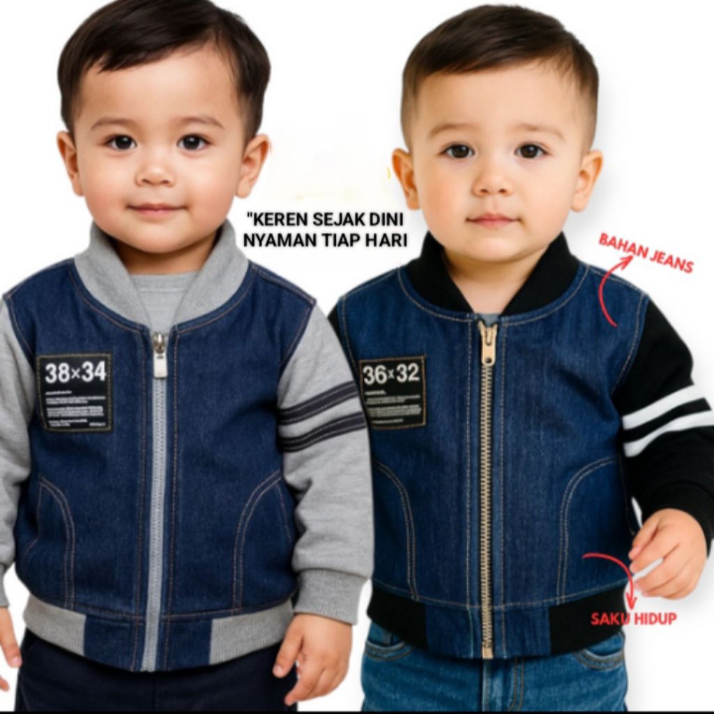 Jaket jeans bayi laki laki 0 6 bulan 6 12 bulan jaket anak 123 tahun jaket jeans anak cowok baju bay