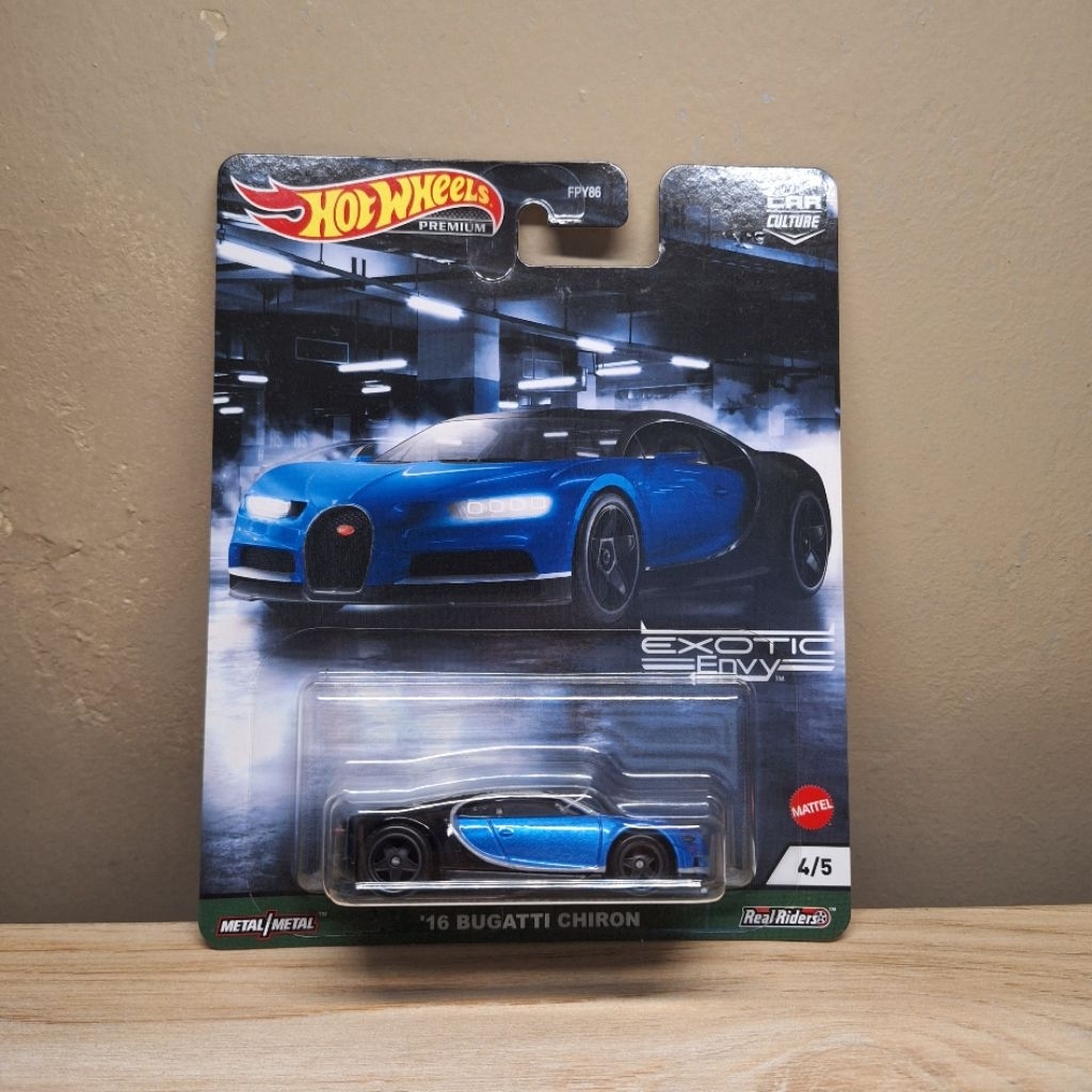 Hot Wheels Premium Exotic Envy 16 Bugatti Chiron (Blue/ Biru)