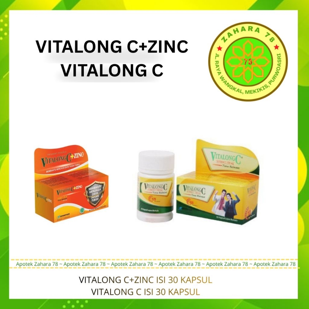 VITALONG C VITALONG C +ZINC BOTOL ISI 30 KAPSUL