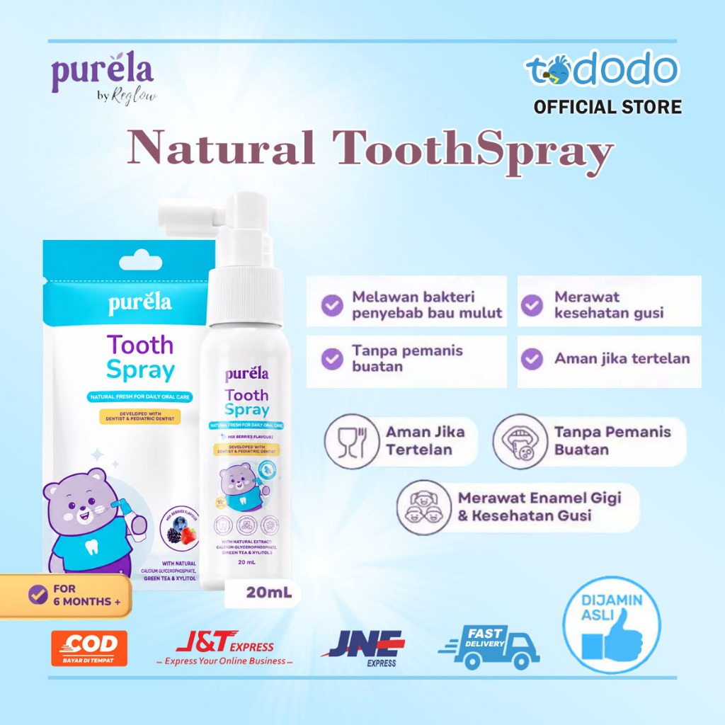 Purela Baby and Kids Tooth Spray Untuk Mulut dan Gigi Bayi Agar Tetap Harum Tanpa Pemanis Buatan 20m