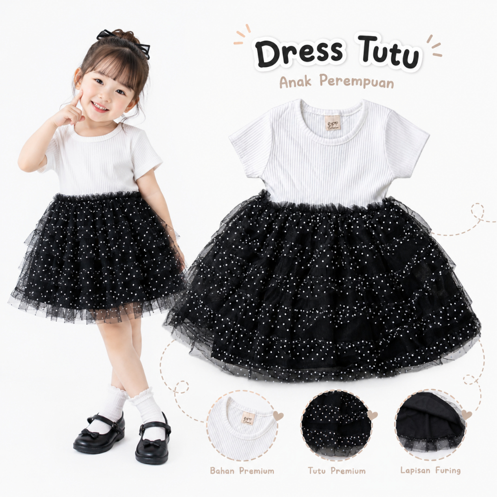 Dress Tutu Anak Perempuan Usia 2-6 Tahun Premium | Dress Anak Perempuan Korean Style