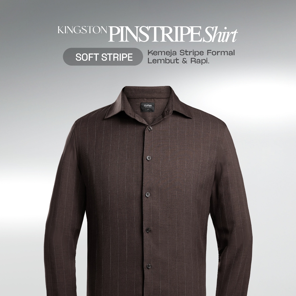 CUTOFF Kingston Pinstripe Shirt Kemeja Salur Garis Formal Pria Lengan Panjang