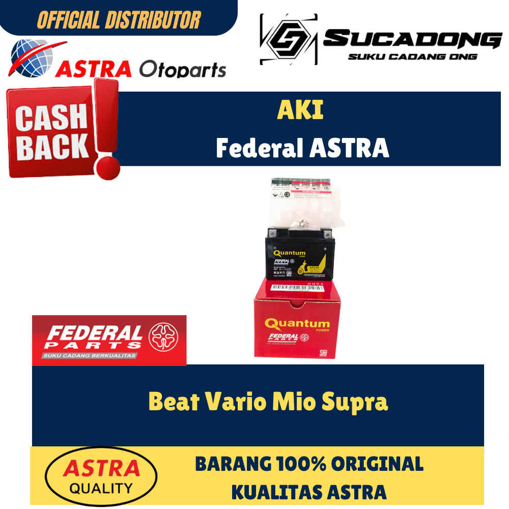 Aki  Federal GTZ5S Quantum Original Aki Beat Vario Mio Supra Murah