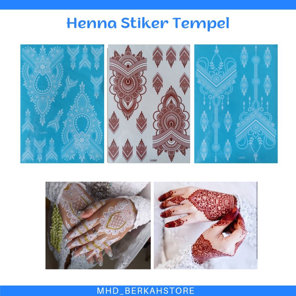 [40 motif] Cetakan Henna Stiker Tempel instant putih/ maroon | Henna Stiker Temporer Henna Stiker Te