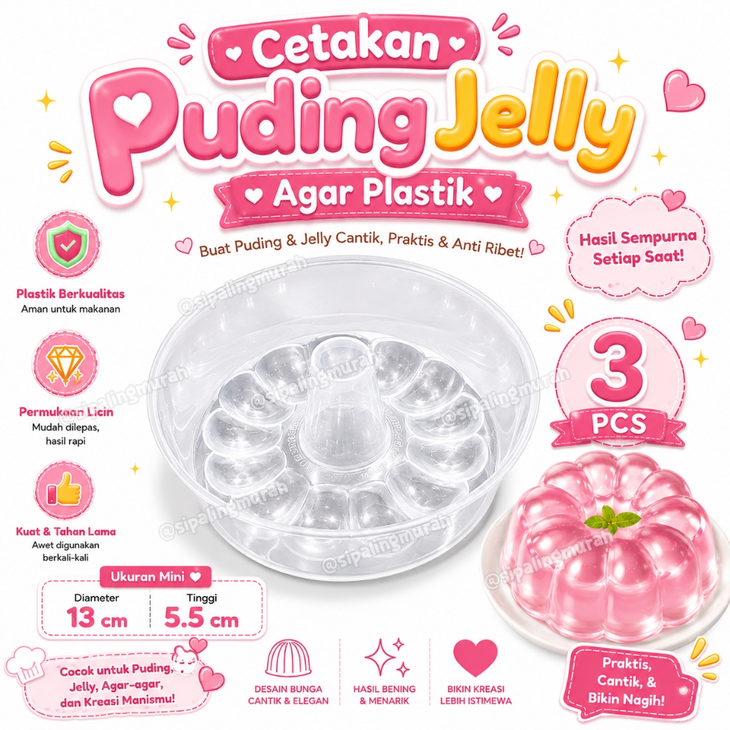 3 PCS Cetakan Puding Jelly Agar Agar Plastik Food Grade Cetakan Kue Bolu Kukus Ukuran Mini Diameter 