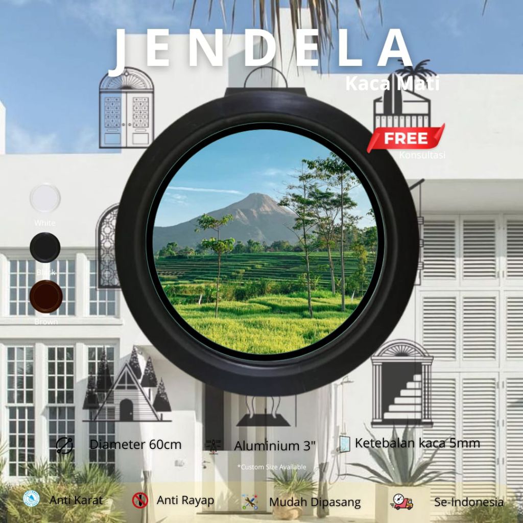 Jendela Bulat  Aluminium Diameter 60cm- Kusen Jendela Classic - Bikana
