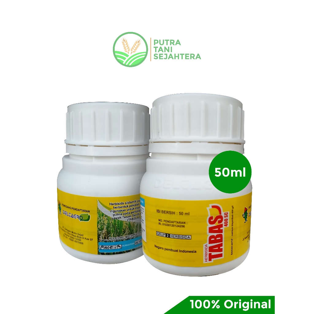 Herbisida Sistemik TABAS 400SC kemasan 50ML pembasmi gulma daun lebar dan teki pada padi tabela