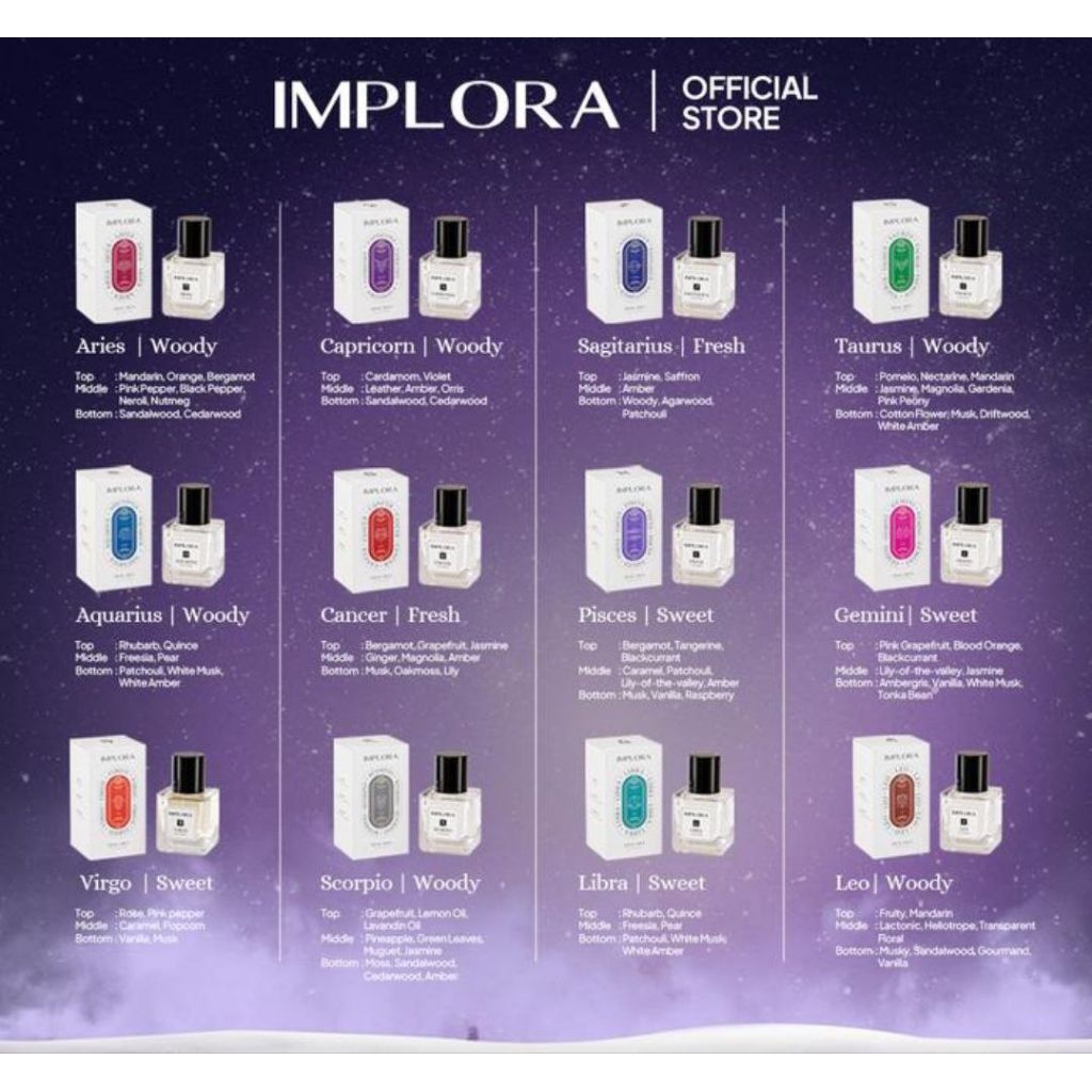 IMPLORA PARFUM ZODIAK CEWE COWOK