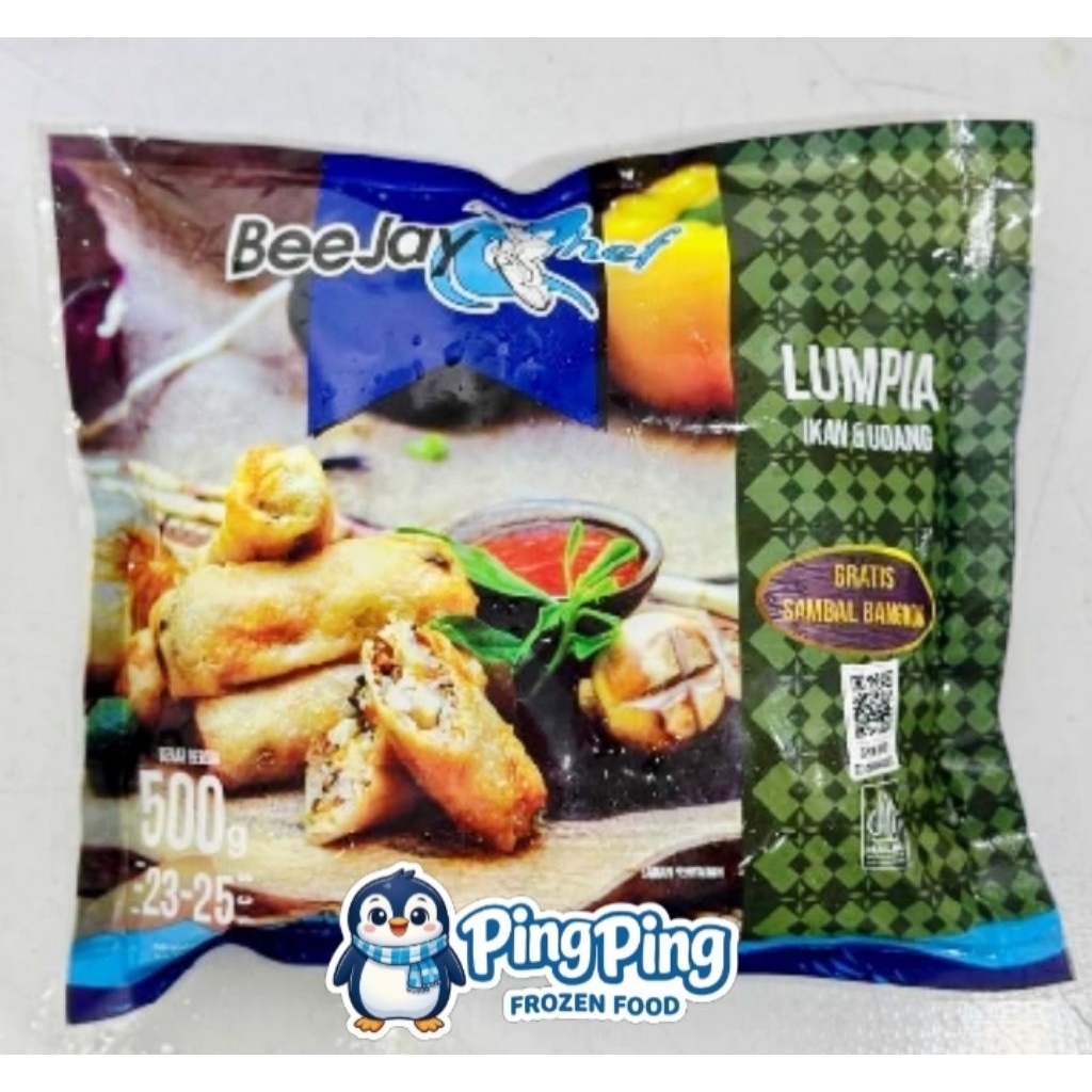 BEEJAY CHEF Lumpia Ikan & Udang 500gr Bee jay Fish & Shrimp Spring Roll Dimsum Daging Ikan Olahan Fr
