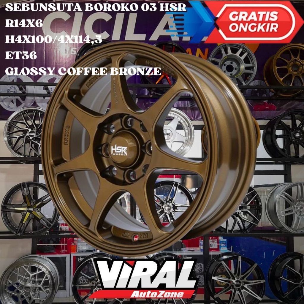 Velg Mobil Ring 14 HSR SEBUNSUTA R14 Cocok Untuk Brio , Agya , Picanto , Xenia , Avanza