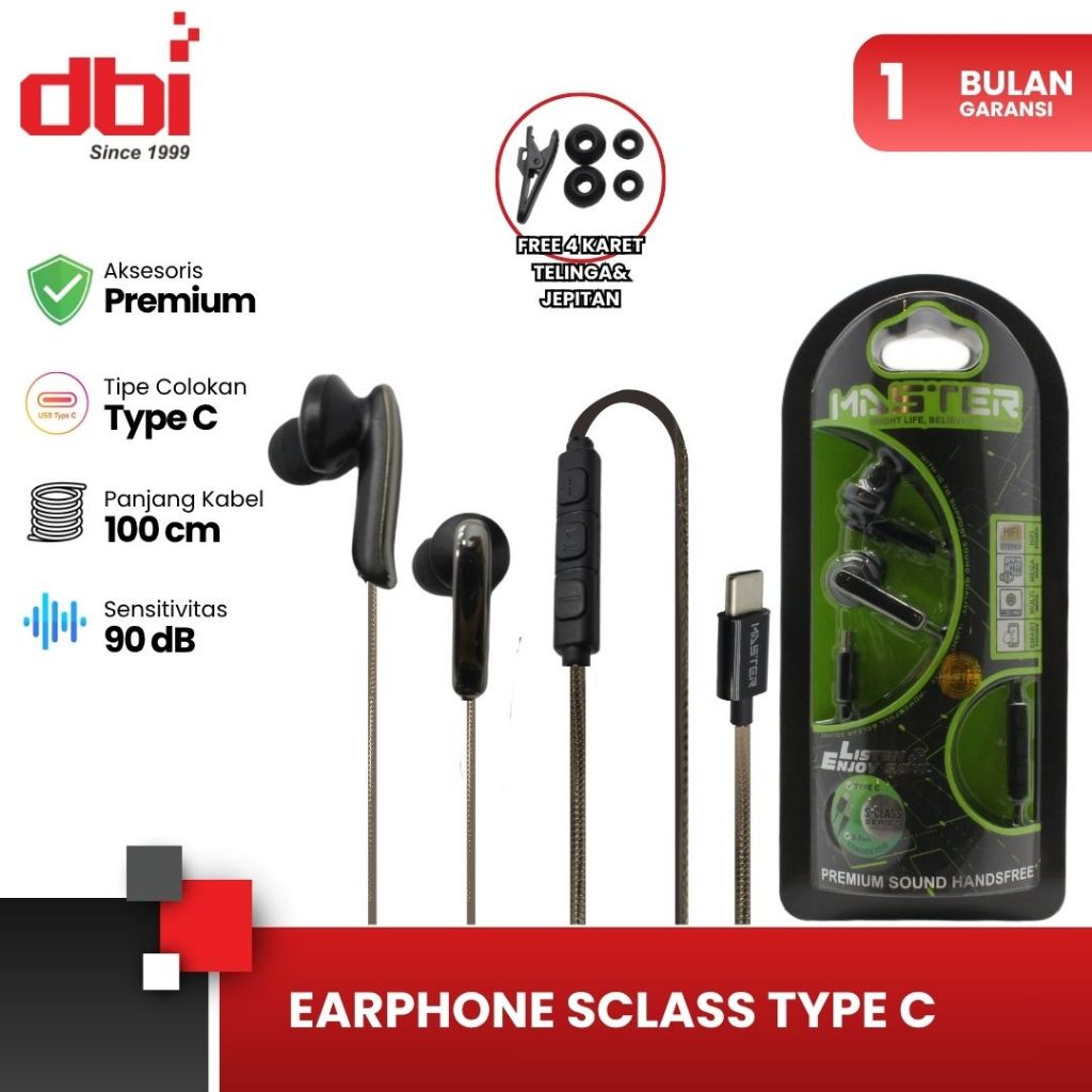 Headphone Earphone Headset Type C Bass MASTER SClass - Garansi 30 Hari