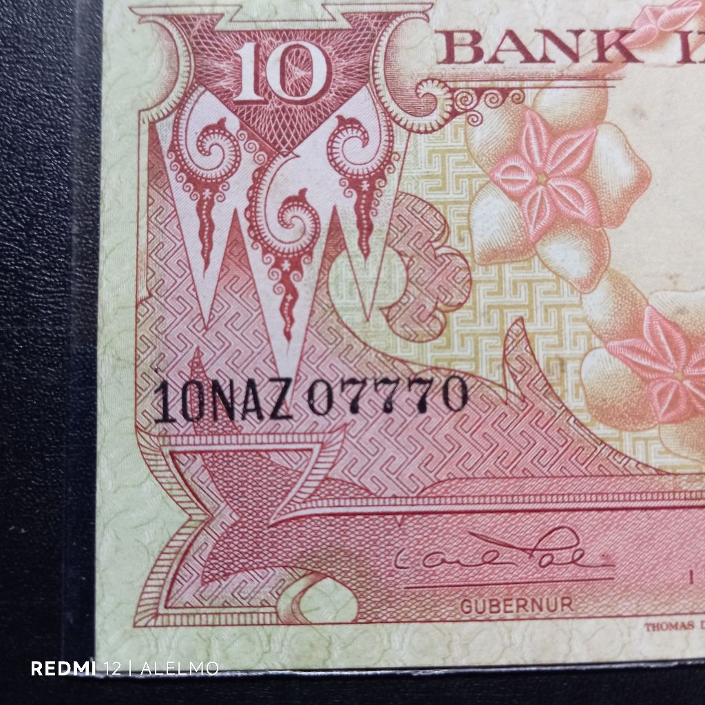 no seri radar cantik uang kertas kuno 10 seri bunga tahun 1959