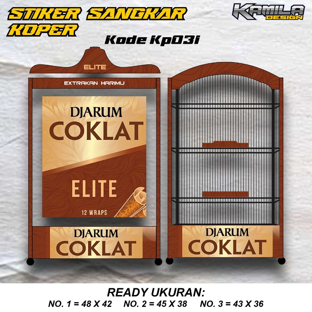 Stiker Decal Sangkar Burung Model Terbaru DJARUM COKLAT