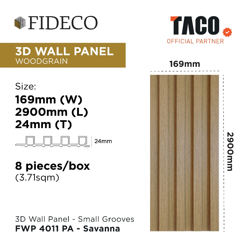 TACO WPC FIDECO Panel Small Grooves - FWP 4011 PA Savanna