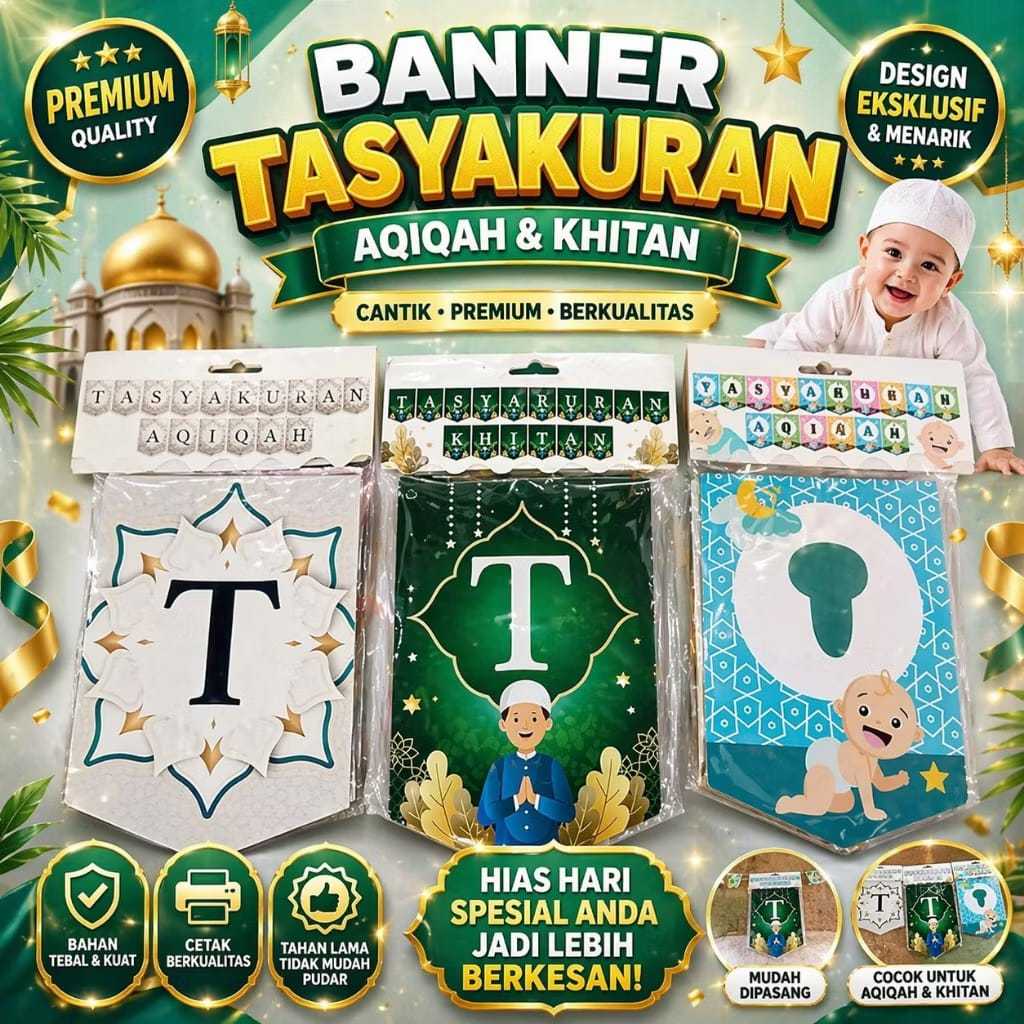 BANNER AQIQAH & SYUKURAN / BANNER UCAPAN SYUKURAN ISLAMI / BANNER UCAPAN AQIQAH PREMIUM