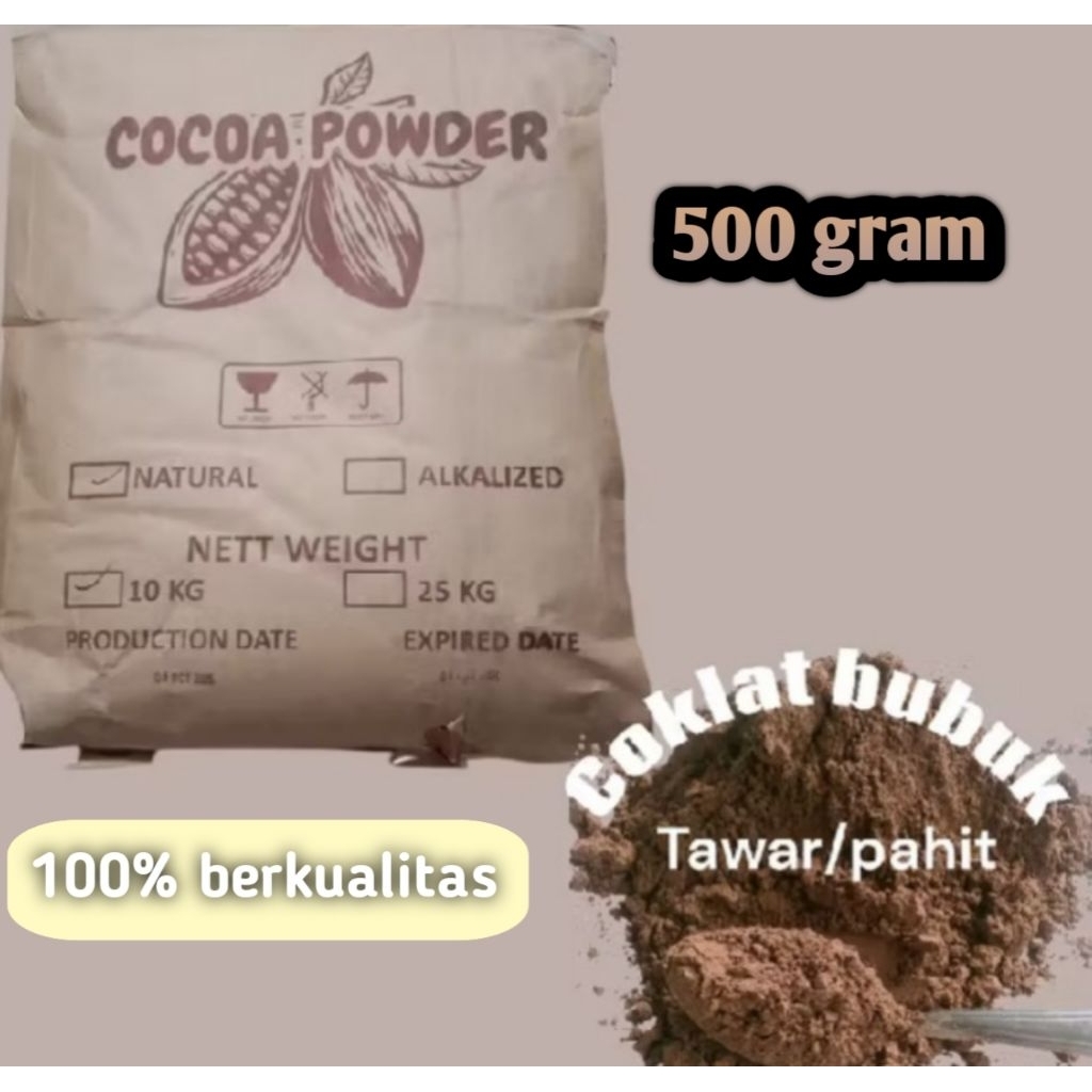 500gr COKLAT BUBUK TAWAR / COKLAT ORIGINAL BERKUALITAS