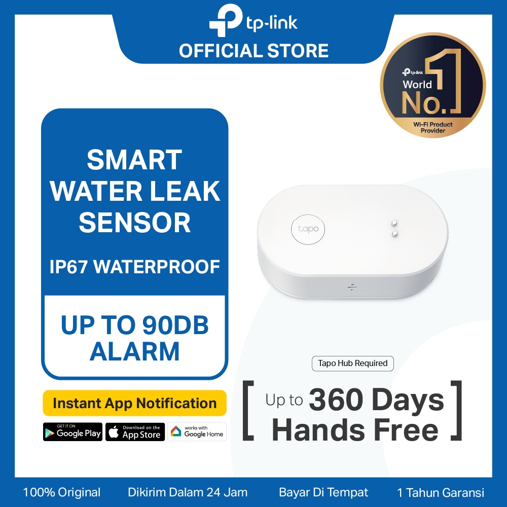 TP-Link Tapo T300 IP67 Waterproof Smart Water Leak Sensor Drip & Leak Alert Up to 90dB Alarm TP LINK
