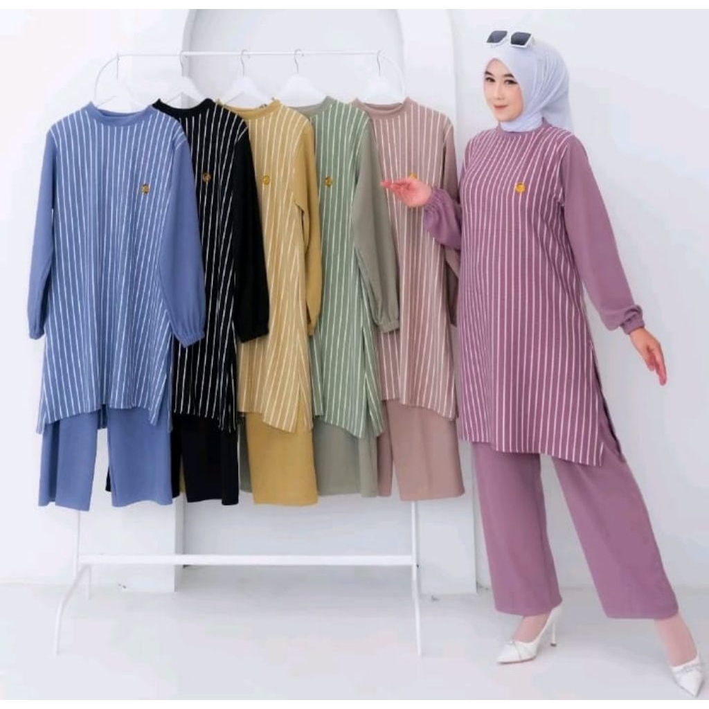 Vatir Long Tunik Baju Setelan Wanita 2026 Setelan Wanita Kekinian One Set Wanita Kekinian Korea Styl
