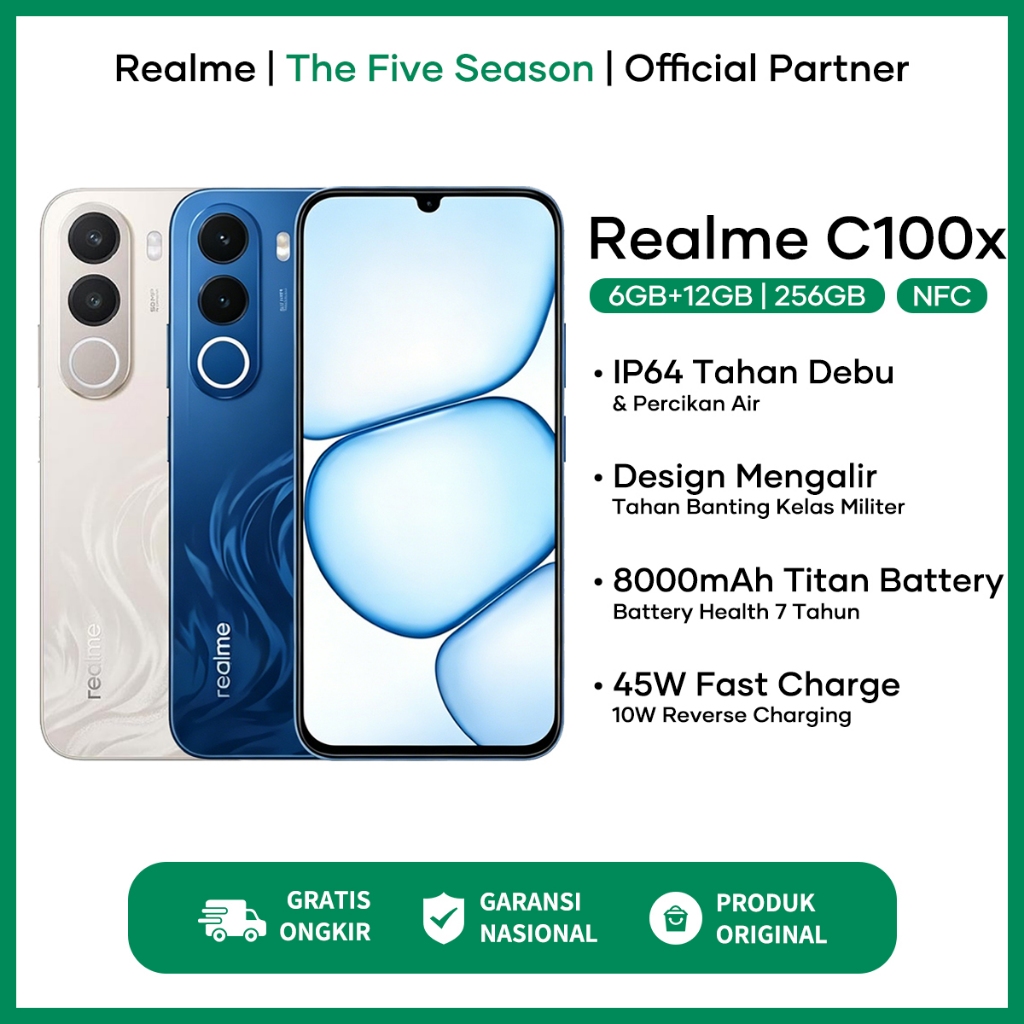 [NEW LAUNCH] realme C100x C100 (6/128)(6/256)(8/256)-8000mAh Titan Battery 45W Fast Charge 100% Ori