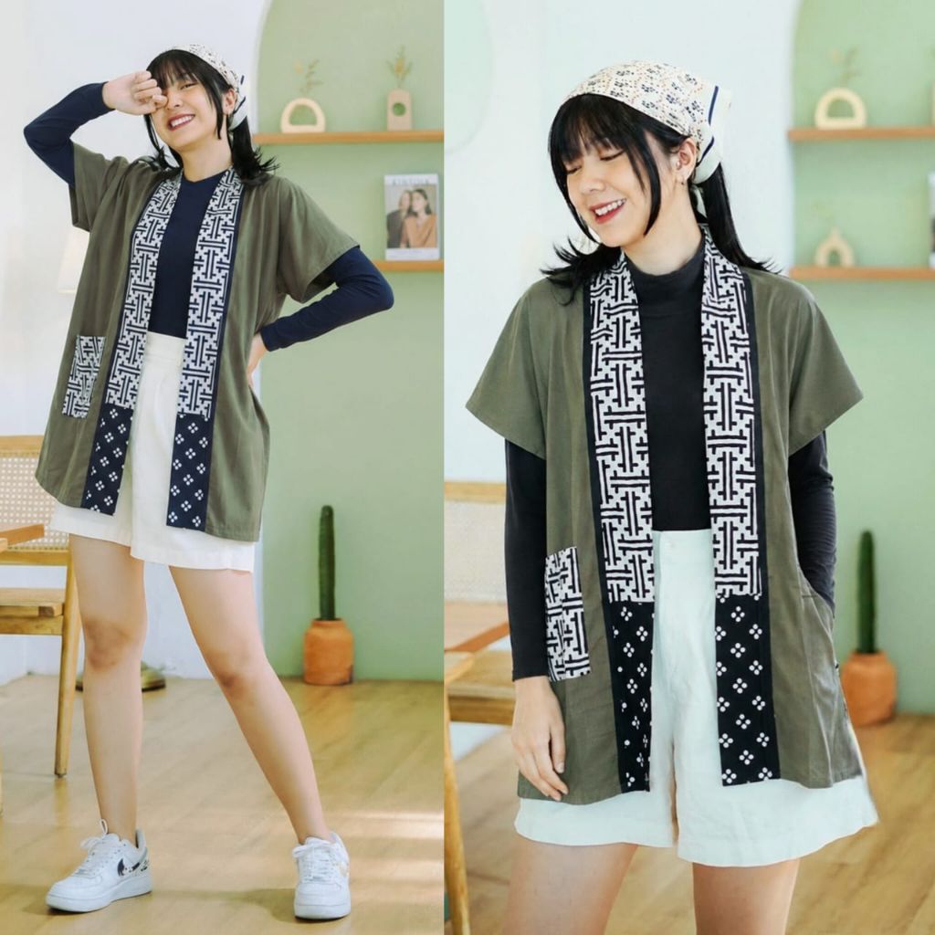 CARDIGAN PANJANG WANITA BATIK LENGAN PENDEK