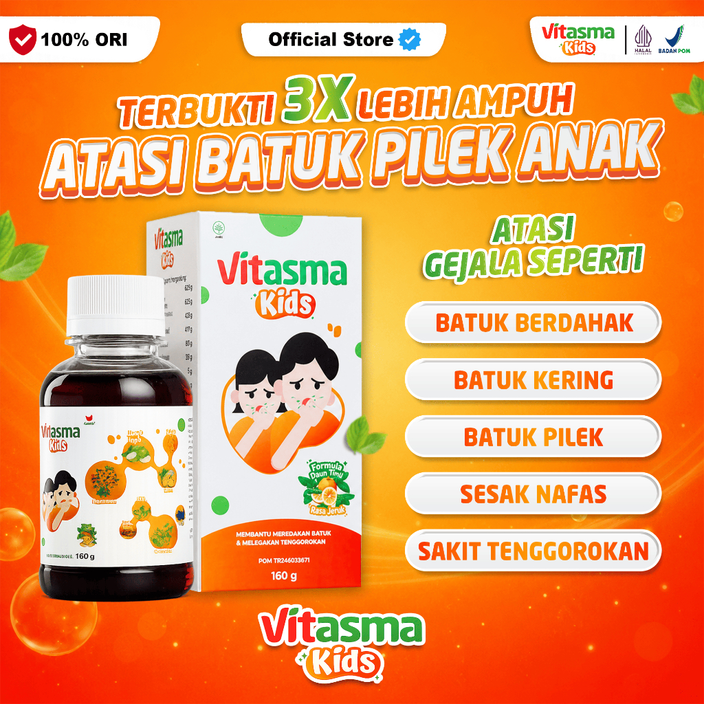 Vitasma Kids Obat Herbal Batuk Cina Gatal Tenggorokan Kering Anak Sakit Flu Batuk Asma Sesak Nafas