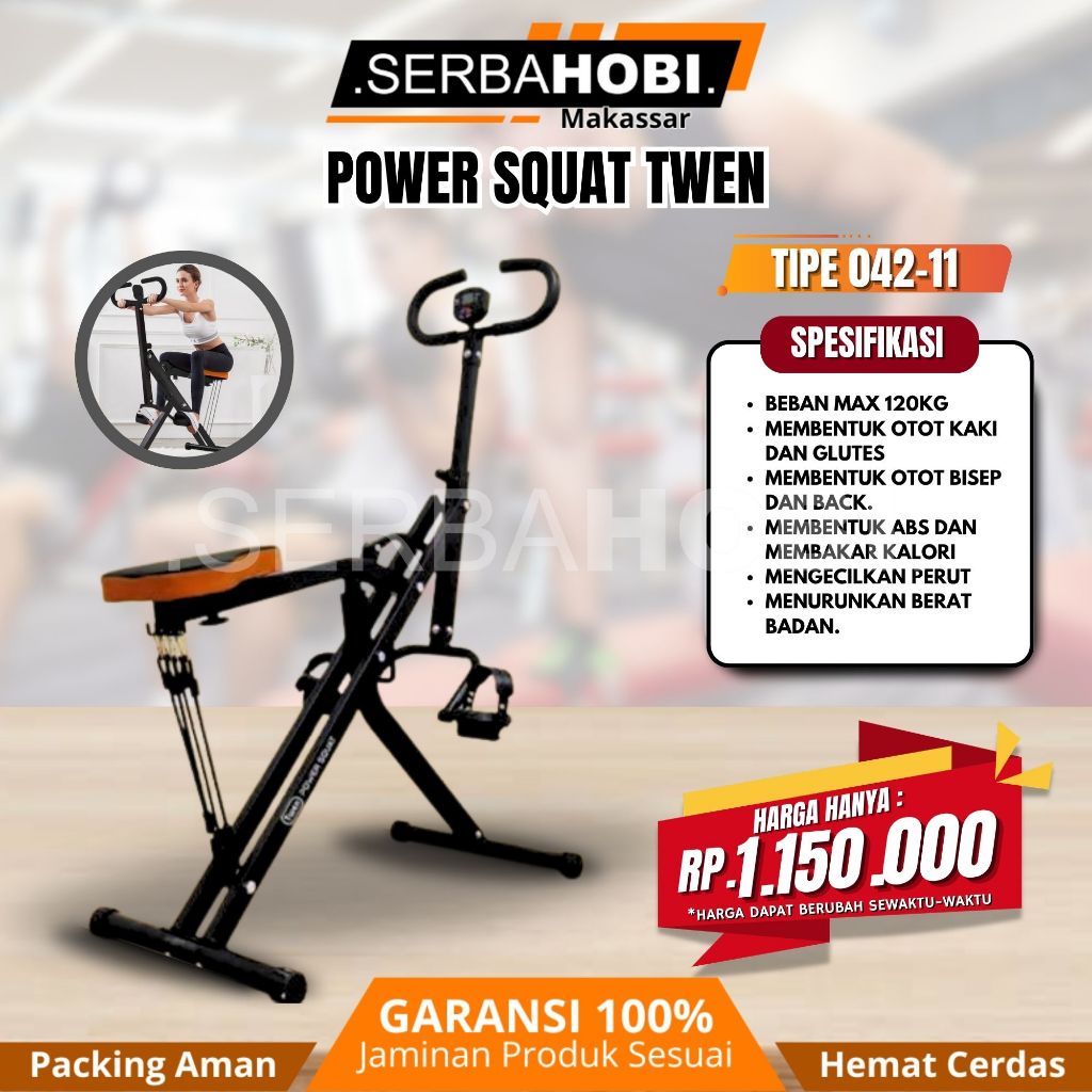 SERBA HOBI Power Squat Twen / Power Squad Rider Fitur Lengkap / Alat Fitnes Power Squad
