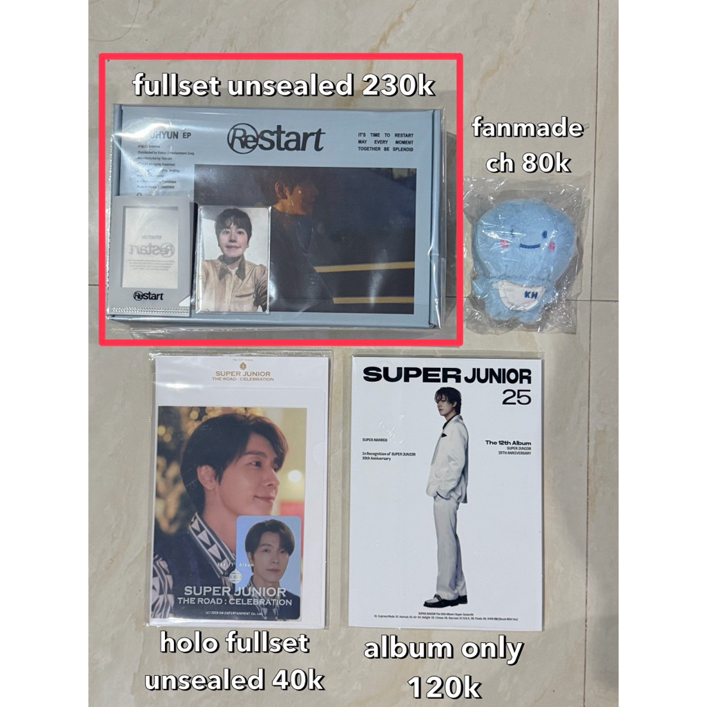 WTS ALBUM PHOTOCARD SUPER JUNIOR SUJU SJ KYUHYUN DONGHAE RESTART HOLO SJ25 PHOTOPACK SG23 SG24 YESUN