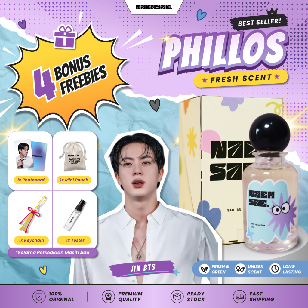 [BONUS 4 FREEBIES] Parfum Jin BTS "PHILLOS" By Naemsae - Aroma Fresh Depth & Artistik