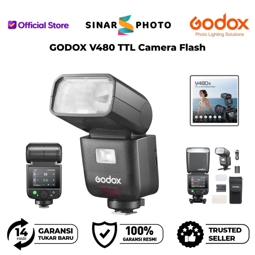 Godox V480 TTL On-Camera Flash Godox V480- Flash V480 TTL - Original Garansi Resmi