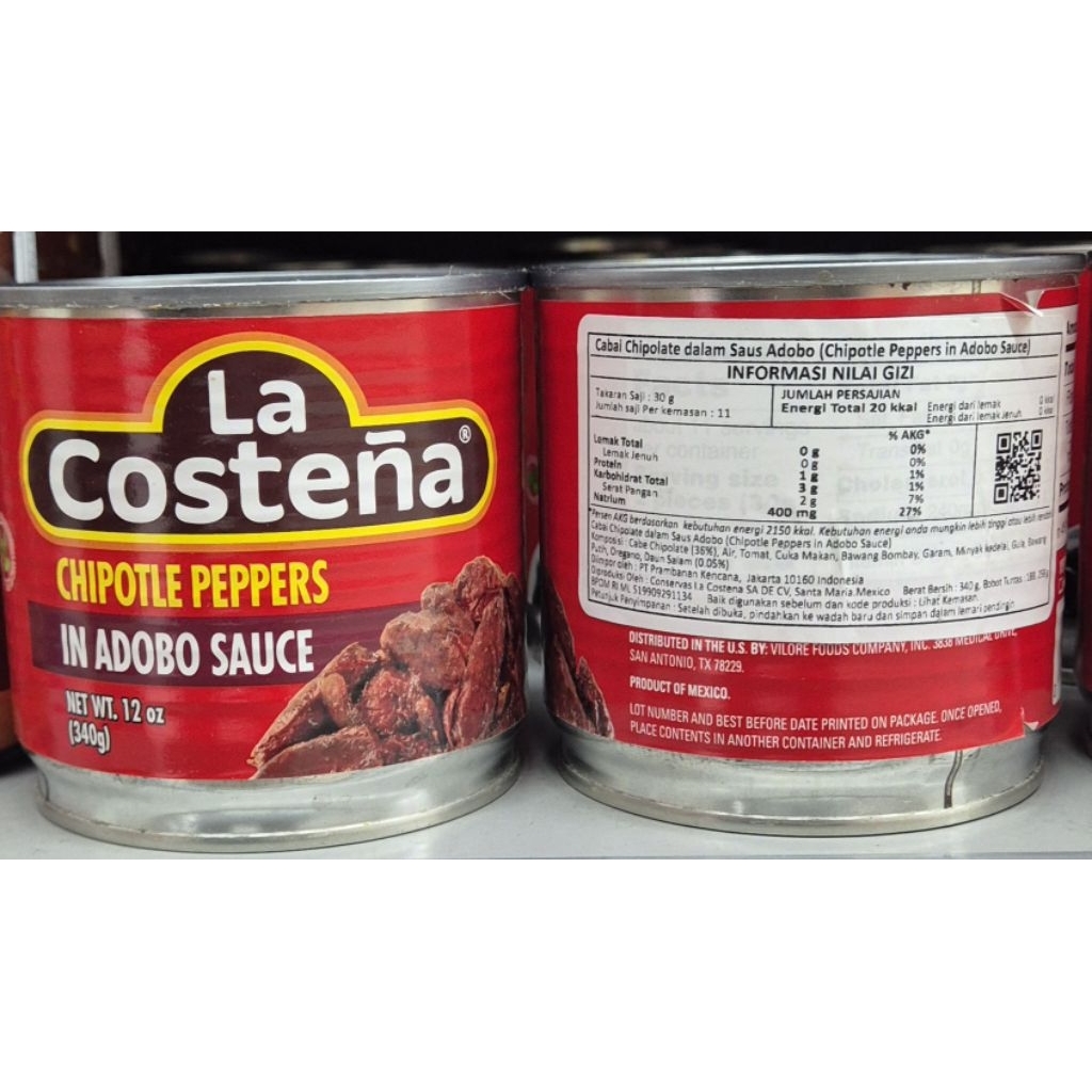 Cabai Chipolate Dalam Saus Adobo LA COSTENA Chipotle Peppers In Adobo Sauce 340g - HK-PC.